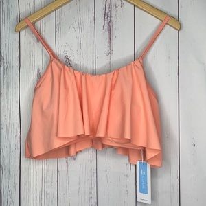 Cupshe Salmon Coral Ruffle Bikini Top Small